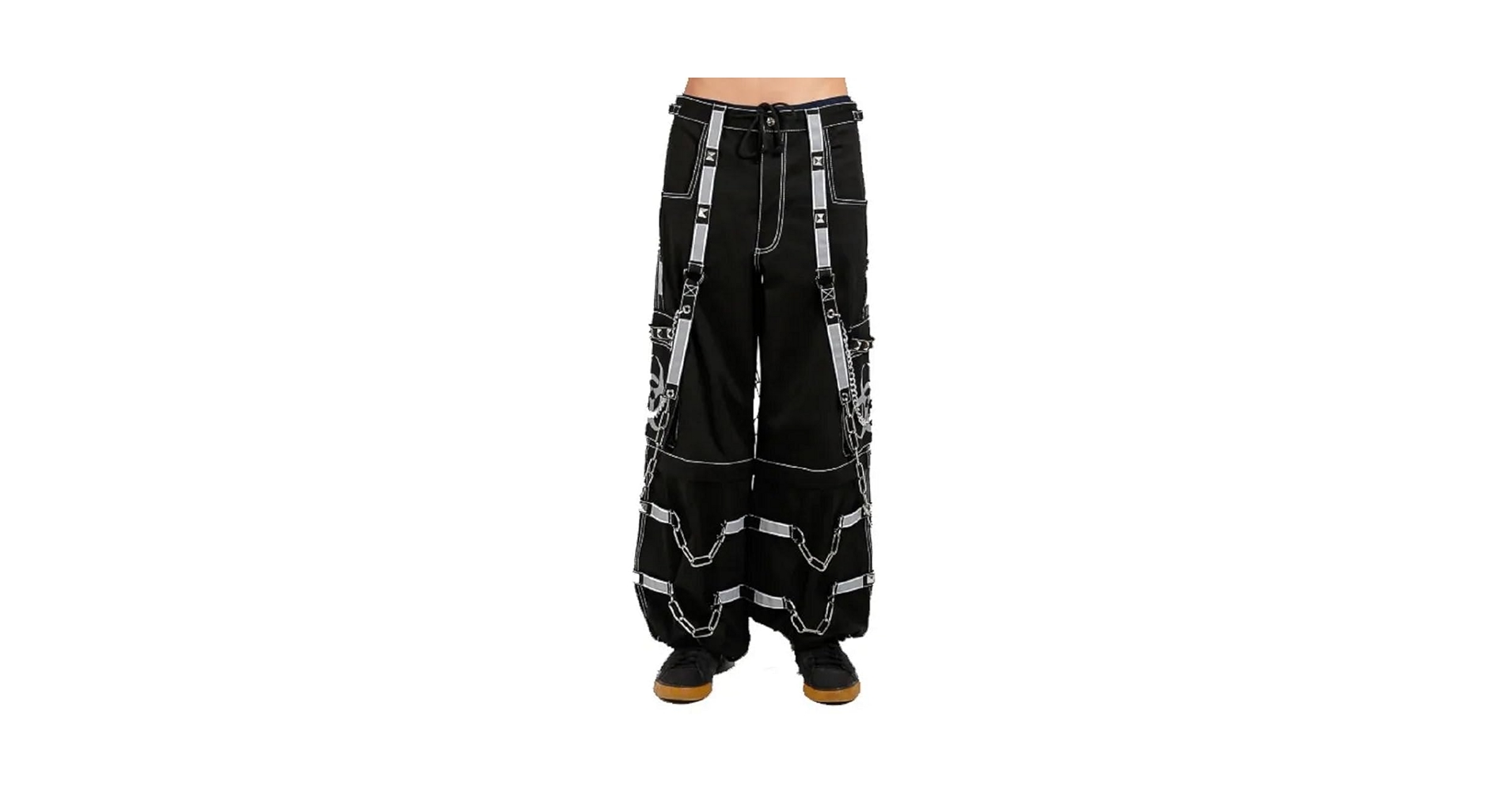Men Gothic Reflective Biohazard Symbol Pant Alternative Punk